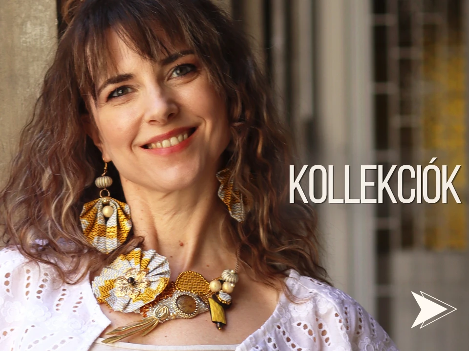 Modell színes textilékszer kollekciók visel