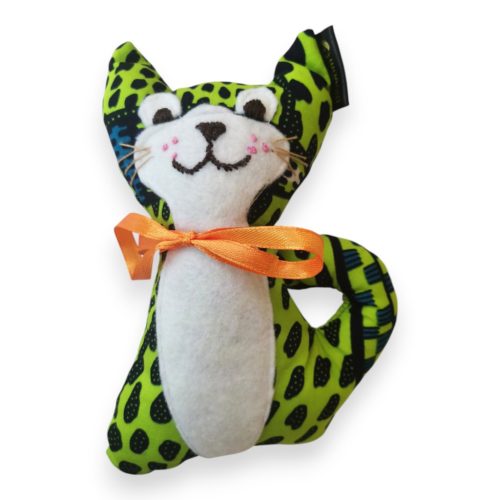 Zöld cica textilfigura