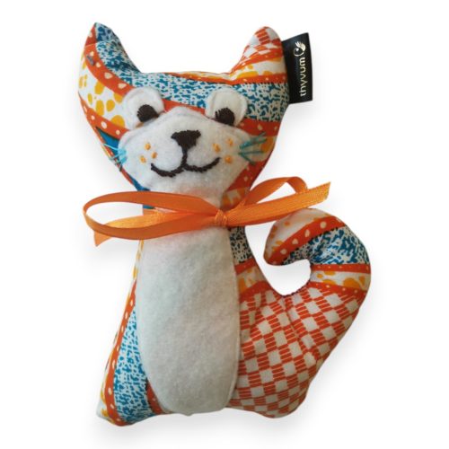 Narancssárga cica textilfigura 