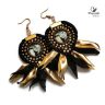 Audrey különleges kézzel készült statement fülbevaló - fekete és arany színben