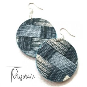 Kék sávos kerek fülbevaló