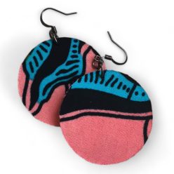 Édes kékes kerek afrikai textil fülbevaló Thyvum