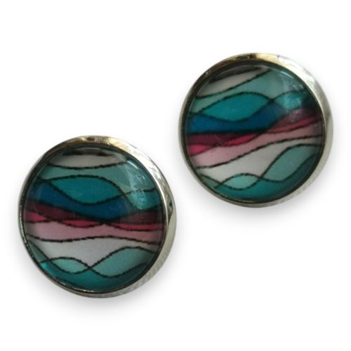 Üveglencsés bedugós pontfülbevaló bíborkék, hullámmintás