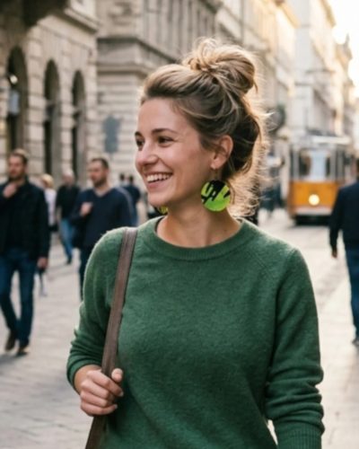 Batik Boheme zöld kerek afrikai textil fülbevaló 