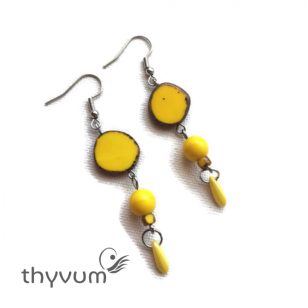 Sárga rusztikus gyöngy fülbevaló