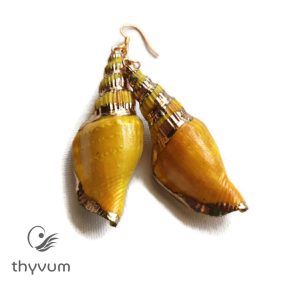 Ragyogó spirálkagyló fülbevaló sárga-2