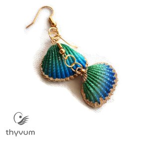 A tenger meséi kagyló fülbevaló kék-zöld