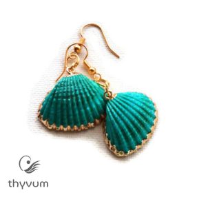 A tenger meséi kagyló fülbevaló turkizzöld 2
