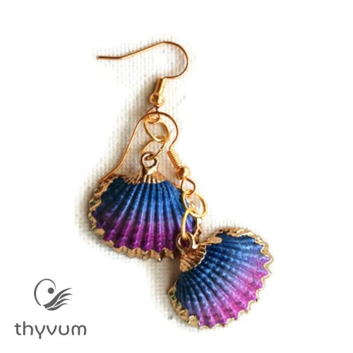 A tenger meséi kagyló fülbevaló lila kék