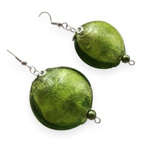 Emerald Glow üveggyöngy fülbevaló