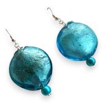 Kék Aura Üveggyöngy fülbevaló