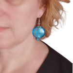 Kék Aura Üveggyöngy fülbevaló