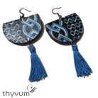 Kelta kék-fekete mintás félhold fülbevaló
