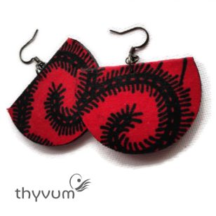 Florencia piros fekete mintás fülbevaló