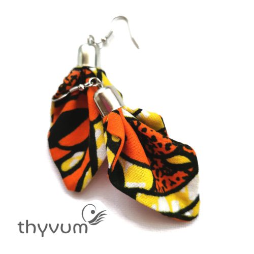 NIA sárga narancs mintás fülbevaló