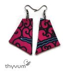 TARA magenta fekete mintás fülbevaló