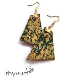 TARA zöld arany márványos textil fülbevaló