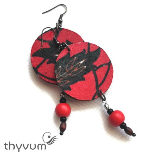 Tűzvirág piros virágos fülbevaló gyöngydísszel