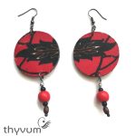 Tűzvirág piros virágos fülbevaló gyöngydísszel