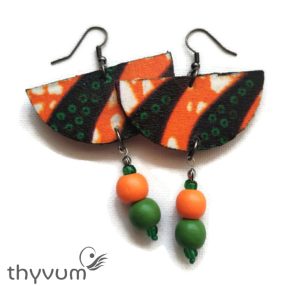 Narancsliget kézműves afrikai textil fülbevaló