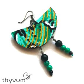 Tó szelleme türkiz-zöld kézműves fülbevaló