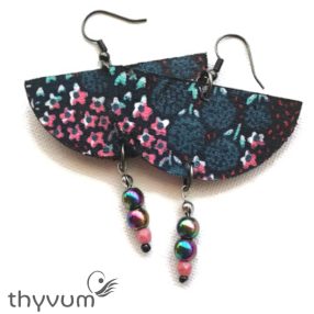 Zuri zöld virágos félhold fülbevaló