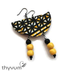 Zuri sárga mintás félhold fülbevaló 