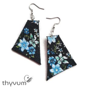 TARA kék virágos farmer fülbevaló