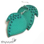 Türkizzöld Harmatkönny fülbevaló zafírszínű kristályokkal