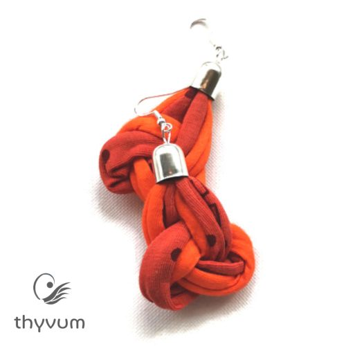 Gordiusz narancssárga fonal fülbevaló- színes, vidám textilékszer