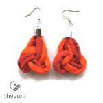 Gordiusz narancssárga fonal fülbevaló- színes, vidám textilékszer