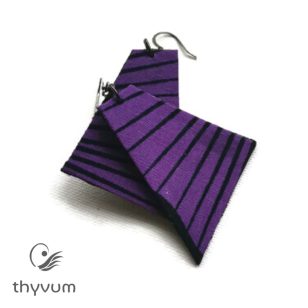 TARA lila afrikai textil fülbevaló- geometrikus formájú textilékszer