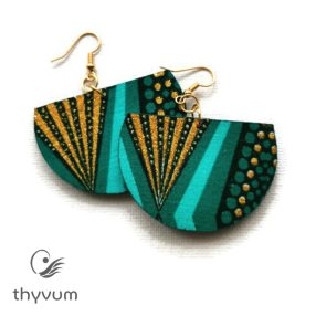 Florencia türkiz-zöld arany csillámos fülbevaló 3