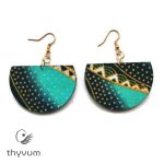 Florencia fenyőzöld-türkiz arany csillámos  fülbevaló 2