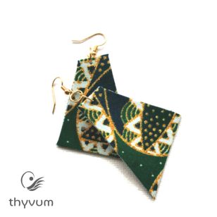 TARA fenyőzöld arany csillámos fülbevaló 2