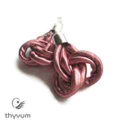Twist színes csavart fülbevaló-rosegold színű fémesen csillogó fonalból készült textilékszer