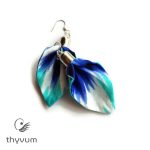 NIA  Türkizzöld-kék batikolt fülbevaló textilékszer