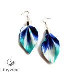 NIA  Türkizzöld-kék batikolt fülbevaló textilékszer