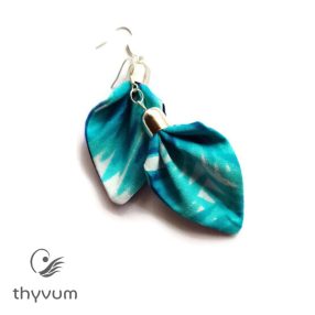 NIA  Türkizzöld-kék 2 batikolt fülbevaló textilékszer