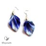 NIA  Kék batikolt 2 fülbevaló textilékszer 
