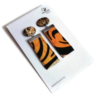 Lizzy karakteres hosszú afrikai textil fülbevaló Tigriscsíkos