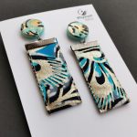 Lizzy karakteres hosszú afrikai textil fülbevaló-Kék-arany