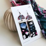 Lizzy karakteres hosszú afrikai textil fülbevaló-Magenta batik