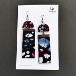 Lizzy karakteres hosszú afrikai textil fülbevaló-Magenta batik