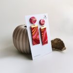 Lizzy karakteres hosszú fülbevaló-Pink és arany