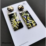 Lizzy Sárga-fekete hosszú afrikai textil fülbevaló