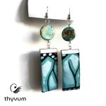 Lizzy Jegeskék hosszú afrikai textil fülbevaló