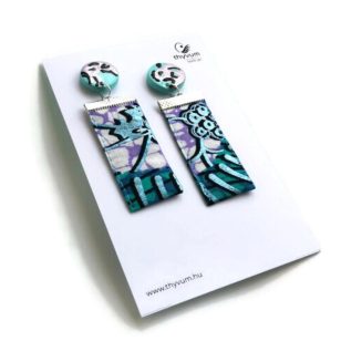 Lizzy Színes jégvirág hosszú, lógós afrikai textil fülbevaló