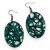 Ovális színes fülbevaló afrikai textilből Zöld márvány