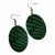 Ovális színes fülbevaló afrikai textilből Zöld tűleveles